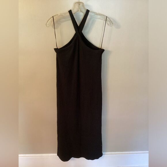 OLD NAVY SIZE XL BLACK RIB KNIT HALTER MIDI DRESS WITH SIDE SLITS - Picture 2 of 7